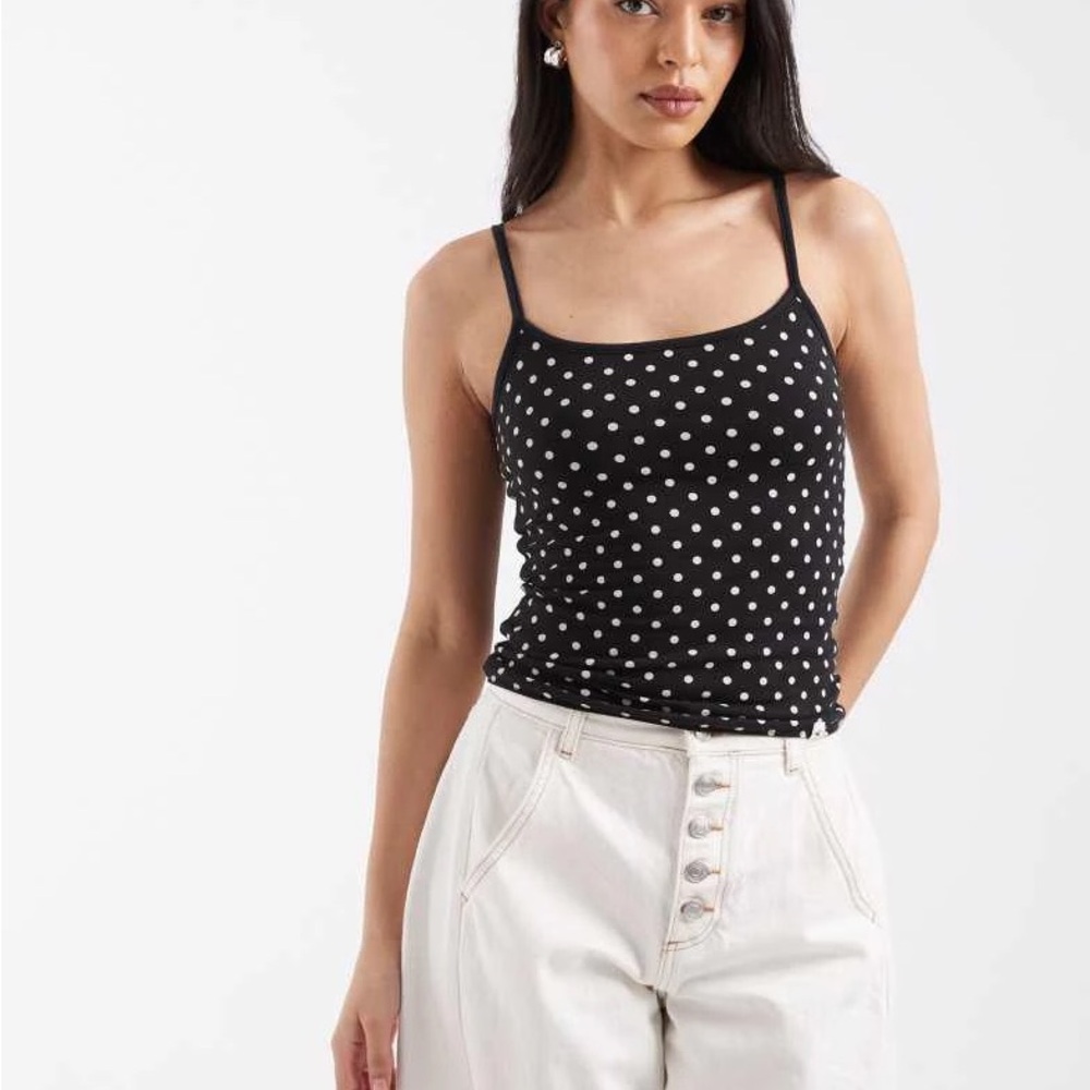 Hollister Black and White Polka Dot Camisole